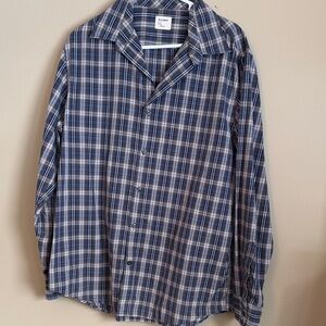 Old Navy Men's Navy Checkered Button Down Shirt